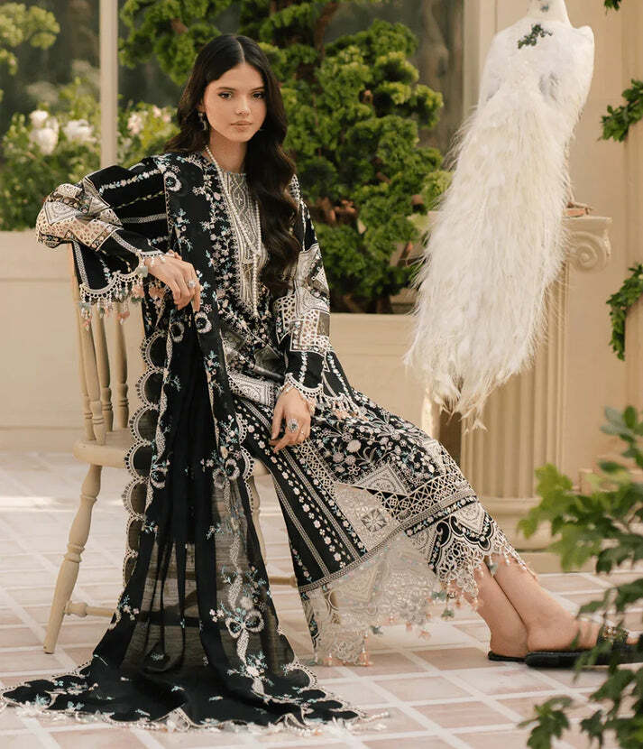 3 Piece Stitched Embroidered Lawn Suit - Ready To Wear