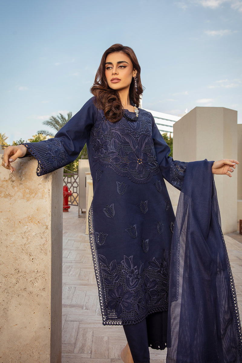 3 Piece Stitched Embroidered Chikankari Suit - Ready To Wear