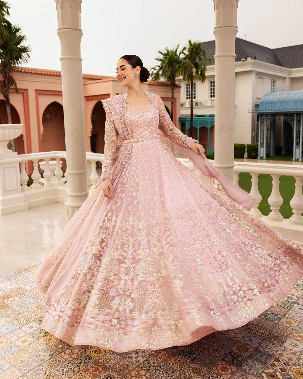 Dusty Rose Lustre - Net Embroidery Maxi | Ready To Wear