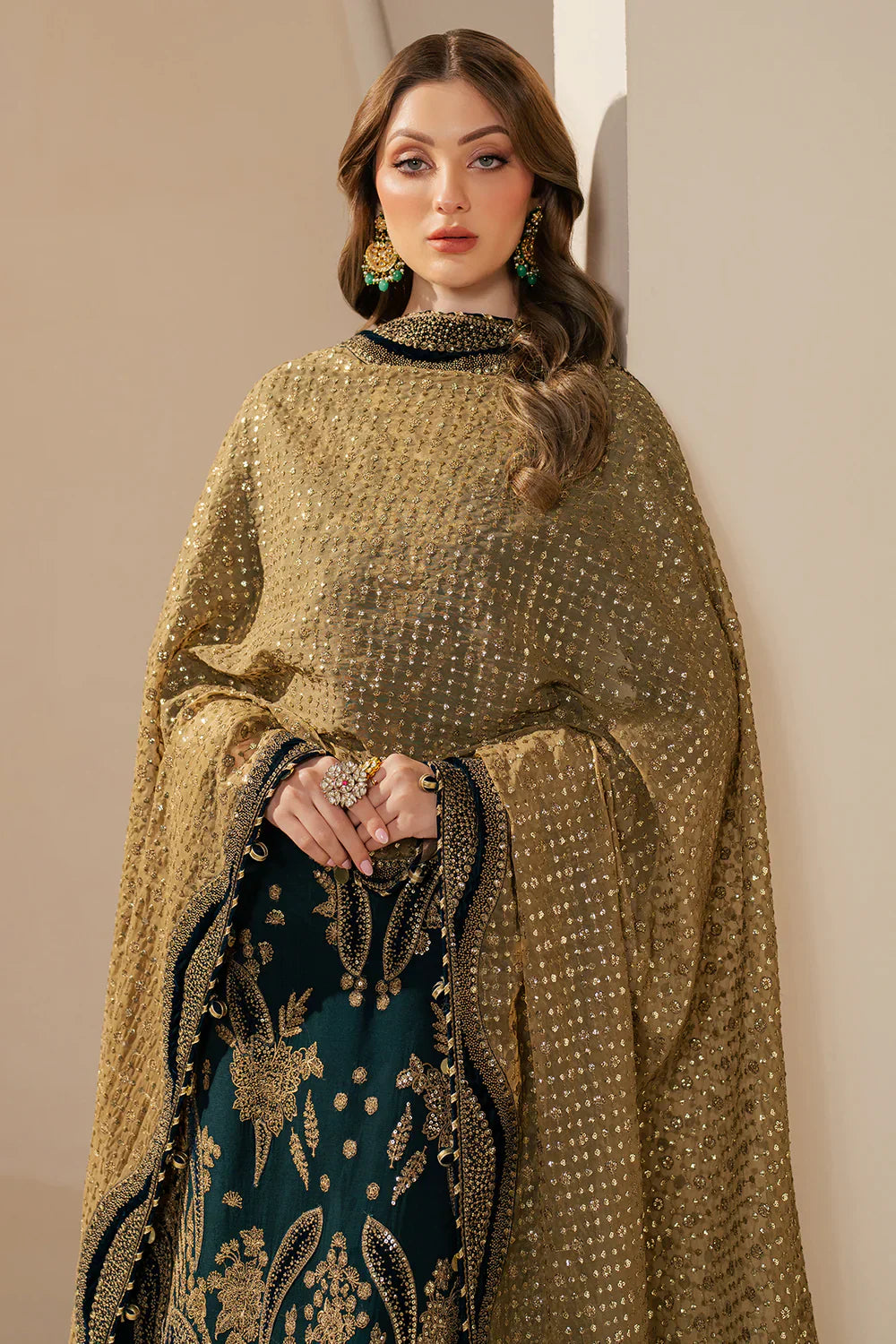 Emerald Antique - Embroidered Chiffon Suit | Ready To Wear