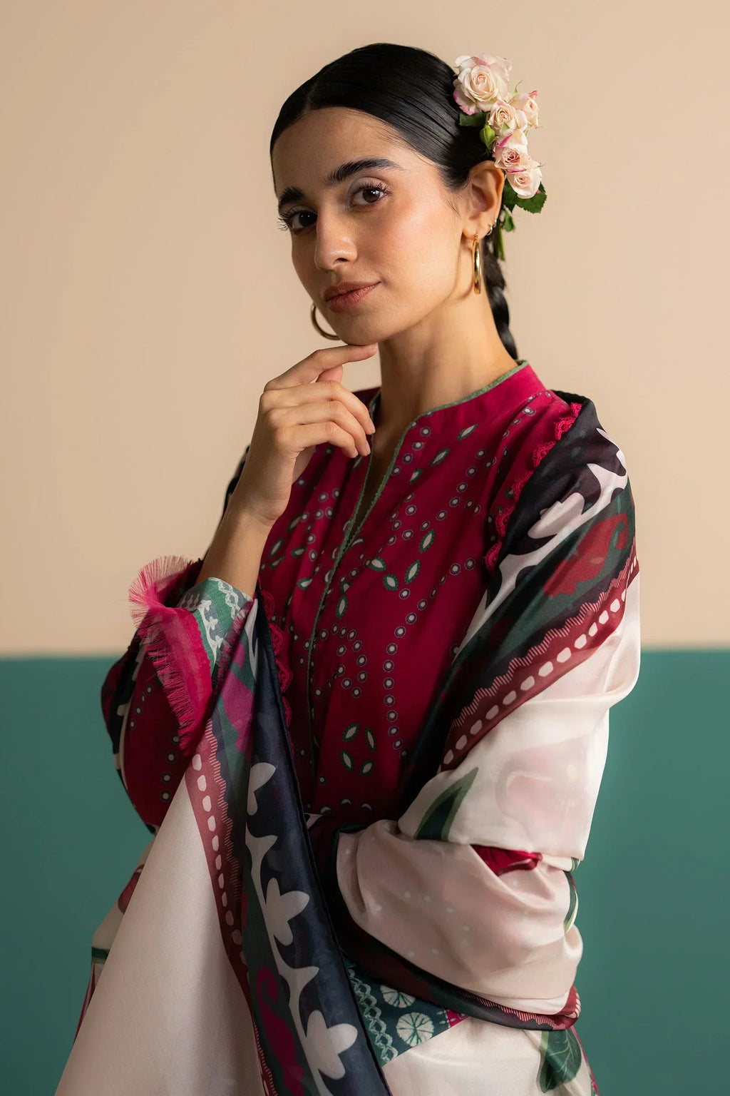 3 Piece Stitched Digital Printed Lawn Suit - Ready To Wear