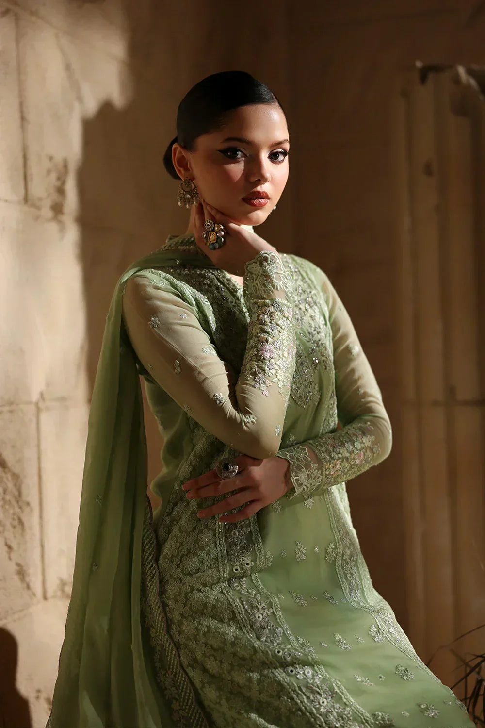 03-Piece Chiffon Suit With Embroidery - Ready To Wear