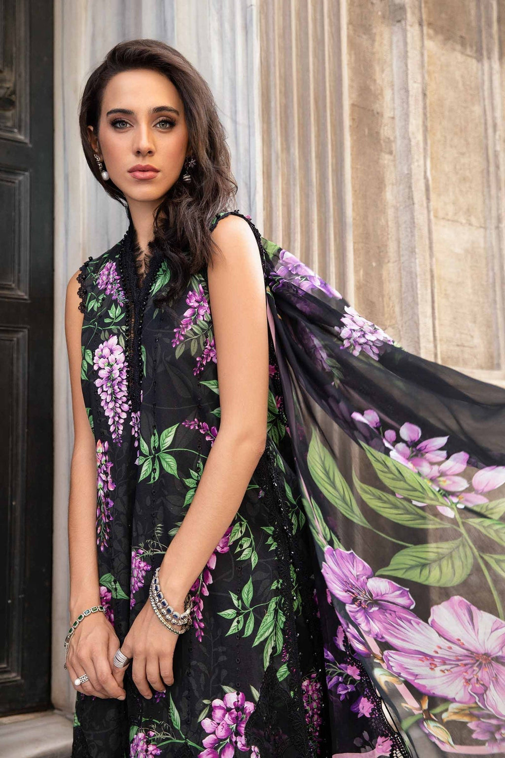 3 Piece Stitched Embroidery Lawn Suit - Ready To Wear