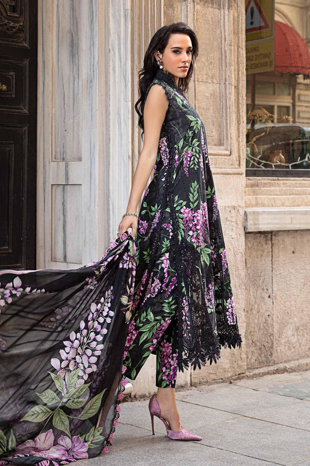 3 Piece Stitched Embroidery Lawn Suit - Ready To Wear