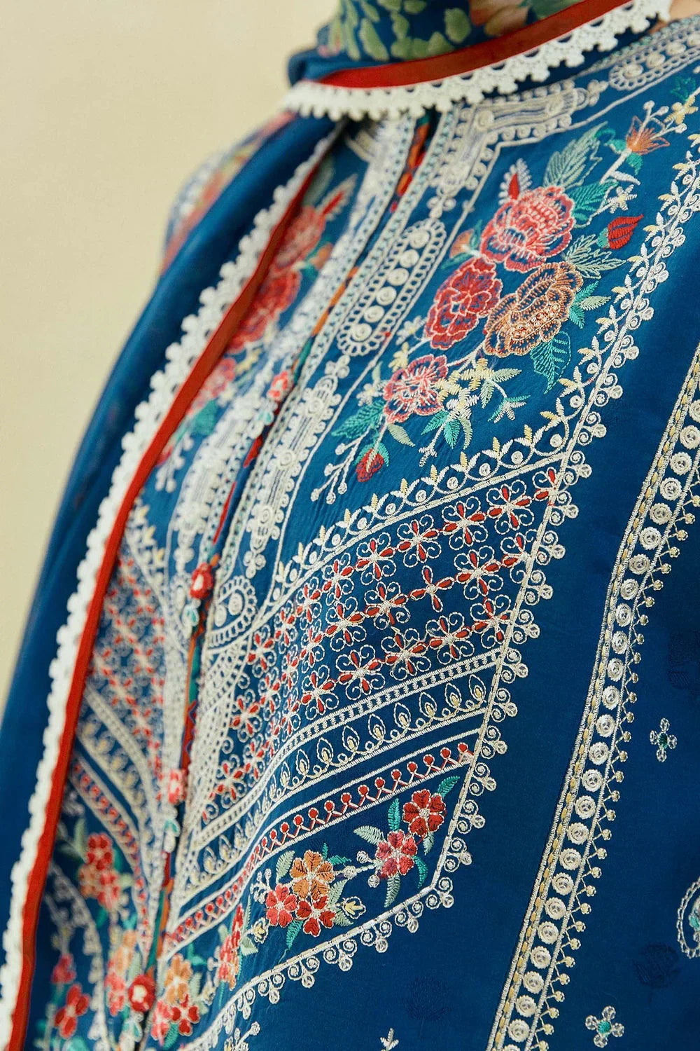 Peacock Blue Elegance - 3 Piece Embroidered Lawn Suit | Ready To Wear