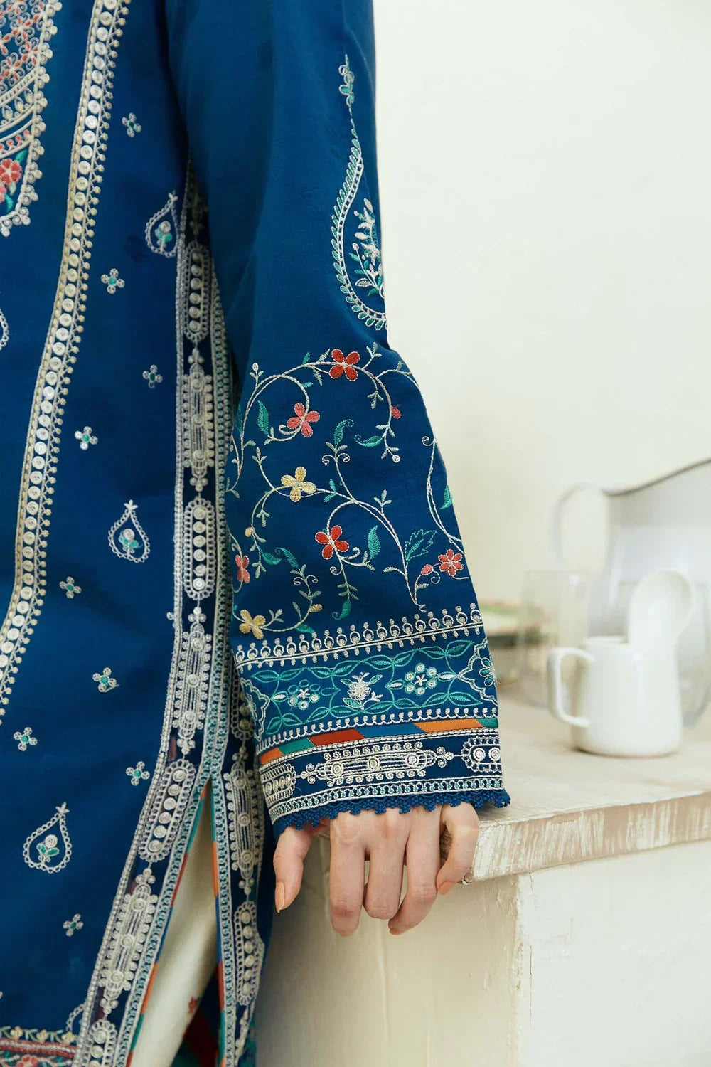 Peacock Blue Elegance - 3 Piece Embroidered Lawn Suit | Ready To Wear