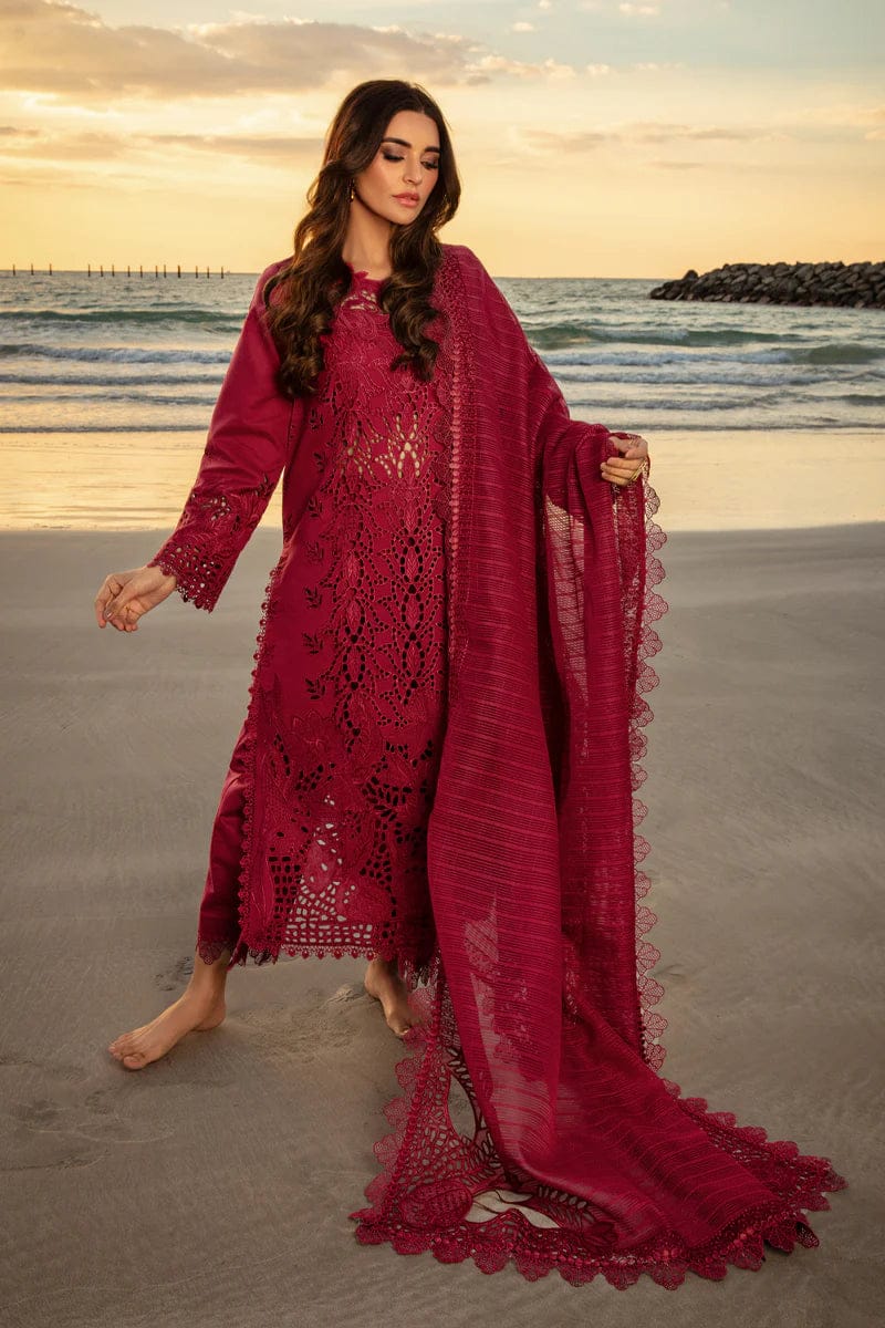 03-Piece Chikankari Suit With Embroidery - Ready To Wear