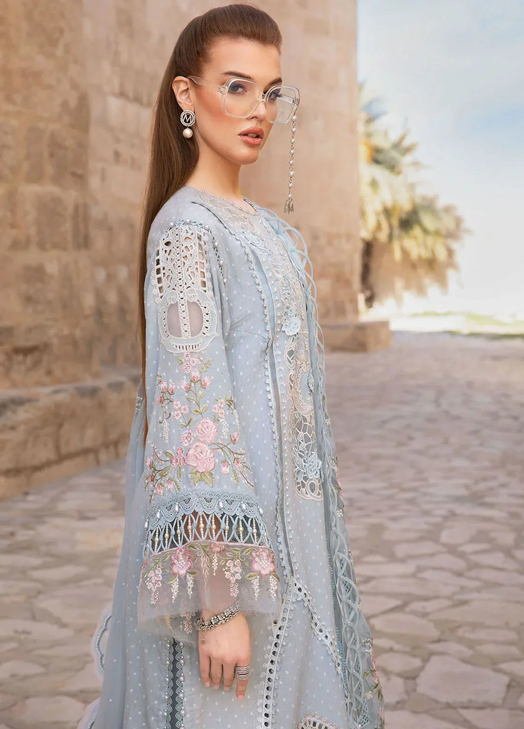 03-Piece Chikankari Suit With Embroidery | Ready To Wear
